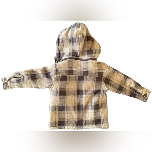 True Boys Size 4 Zip Up Detachable Hood Flannel /plaid Jacket - Picture 3 of 3